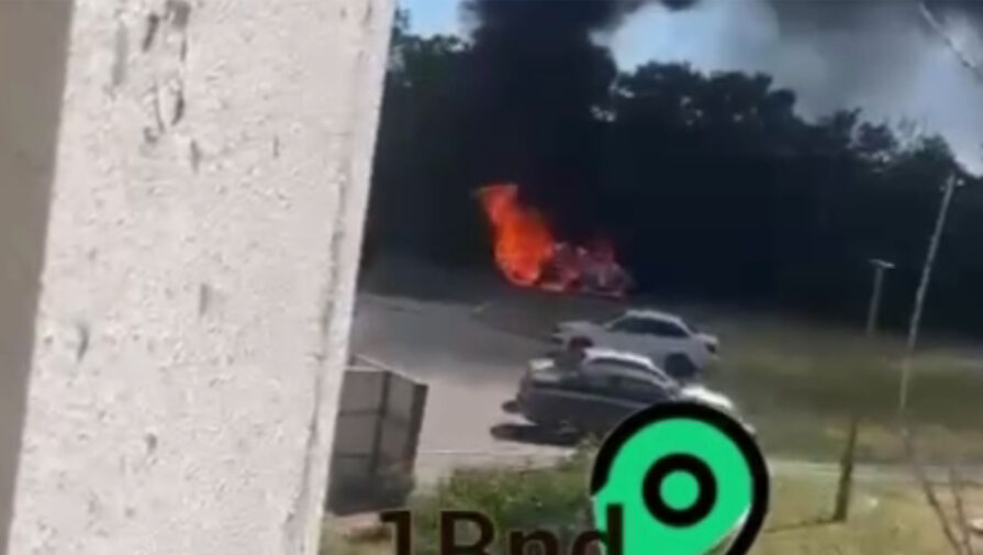 Появилось видео с места взрыва Volvo высокопоставленного военного РФ 