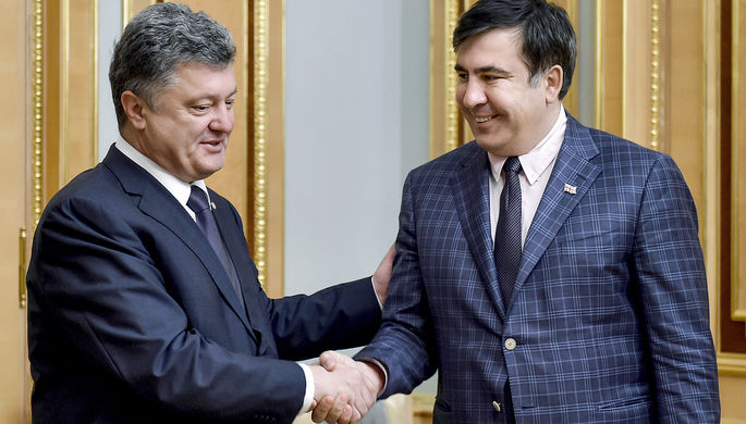 Президент Украины Петр Порошенко и губернатор Одесской области Михаил Саакашвили