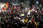 Участники митинга в поддержку России в Белграде, 4 марта 2022 года