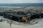 View of the burned-out Port City shopping and entertainment center in Mariupol, March 2022