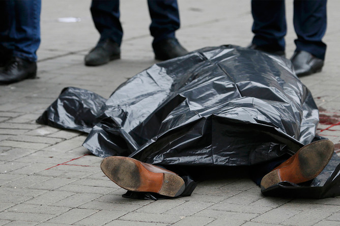 Место убийства экс-депутата российской Госдумы Дениса Вороненкова в центре Киева, 23 марта 2017 года