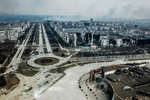 View of Shevchenko Boulevard and Kuprina Street in Mariupol, March 2022