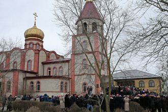 Прощание с погибшими в результате стрельбы у православного храма в Кизляре, 20 февраля 2018 года