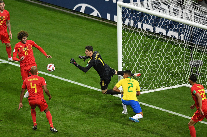 Во время матча 1/4 финала чемпионата мира по футболу между сборными Бразилии и Бельгии, 6 июля 2018 года