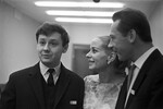 Олег Табаков, Женевьева Паж и Олег Ефремов на IV Международном кинофестивале в Москве, 1965 год