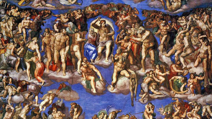 Микеланджело. Страшный суд. 1537—1541. Фрагмент
