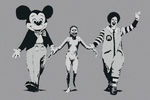 Микки Маус, вьетнамский ребенок и Рональд Макдональд на граффити «Напалм» уличного художника Бэнкси 