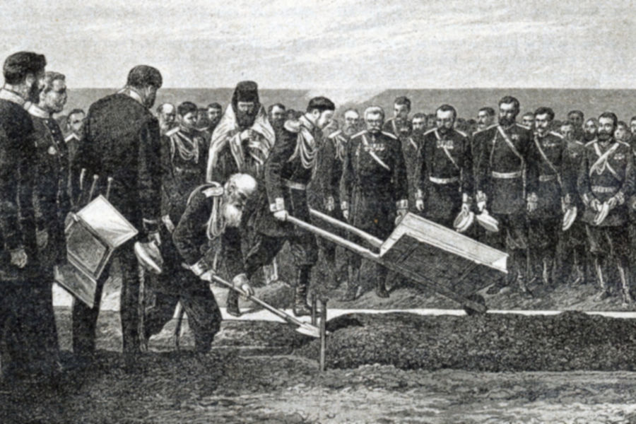 Церемония закладки Транссиба цесаревичем Николаем Александровичем во Владивостоке в 1891 году