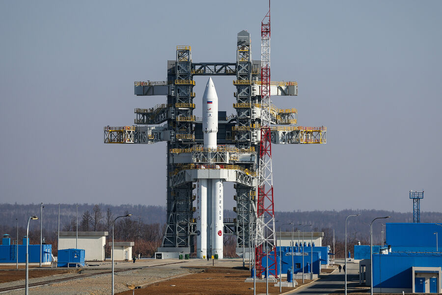 Ракета-носитель «Ангара-А5» с разгонным блоком «Орион» и испытательной полезной нагрузкой на стартовой площадке космодрома Восточный, 10 апреля 2024 года 