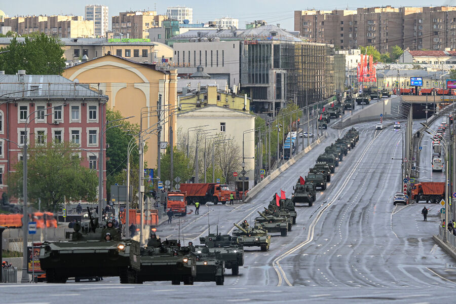 Колонна военной техники в&nbsp;Москве во время репетиции парада в&nbsp;честь 80-й годовщины Победы в&nbsp;Великой Отечественной войне, 29&nbsp;апреля 2025&nbsp;года