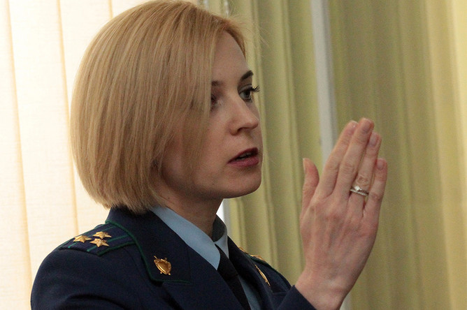 Прокурор Республики Крым Наталья Поклонская на судебном заседании по уголовному делу одного из участников массовых волнений в Киеве в феврале 2014 года