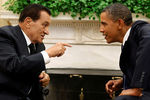 Президент Египта Хосни Мубарак во время встречи с президентом США Бараком Обамой в Белом доме, 2010 год