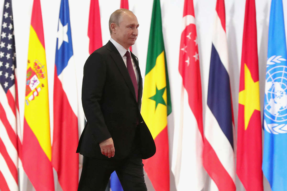 Президент России Владимир Путин на саммите G20 в Осаке, 28 июня 2019 года 