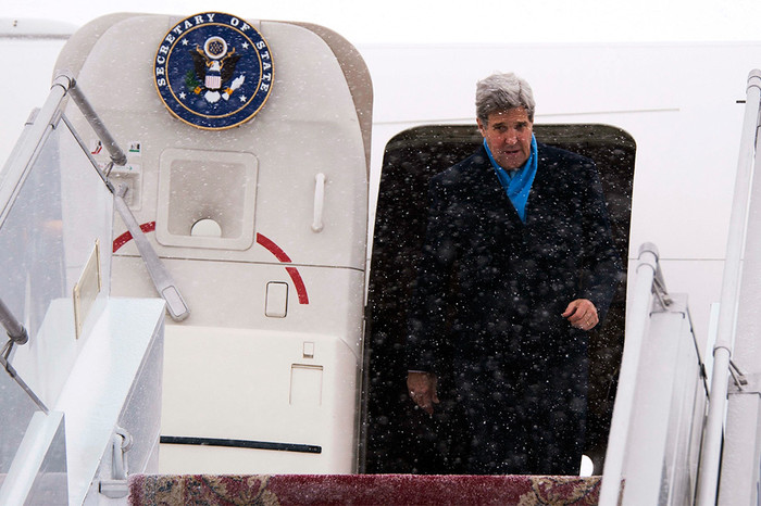 Госсекретарь США Джон Керри в&nbsp;аэропорту Борисполь