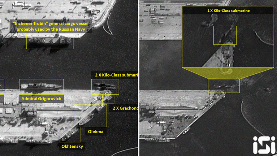Два спутниковых снимка из&nbsp;сирийского порта Тартус, коллаж