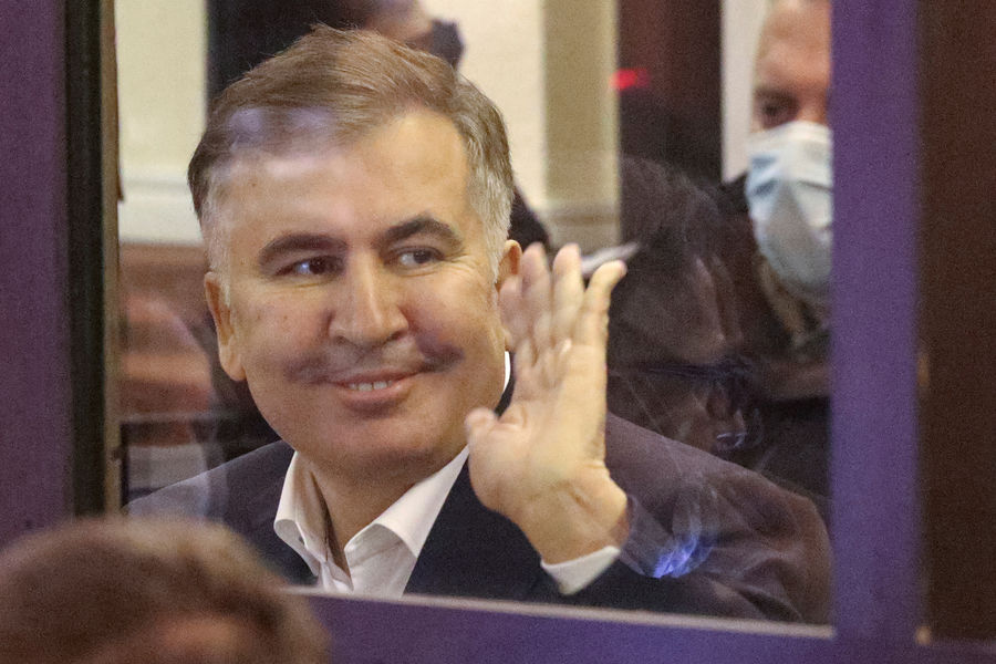 Заседание суда по делу экс-президента Грузии Михаила Саакашвили в Тбилиси, 29 ноября 2021 года