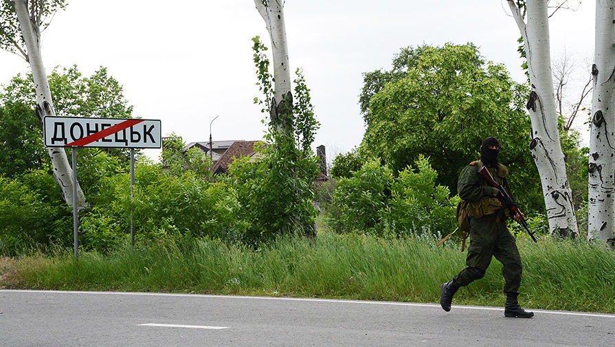 Блокпост на въезде в Донецк