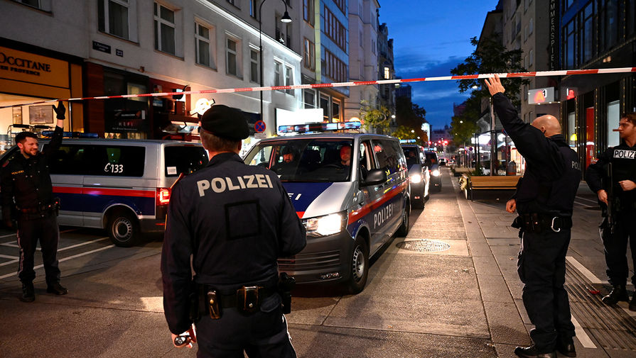 Полицейское оцепление на&nbsp;улице Вены в&nbsp;ночь после теракта, 3 ноября 2020 года