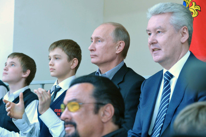 С президентом Владимиром Путиным и мэром Москвы Сергеем Собяниным