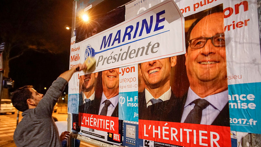Члены молодежного крыла «Национального фронта» перед запуском президентской кампании Марин Ле Пен в Лионе, 2 февраля 2017 года