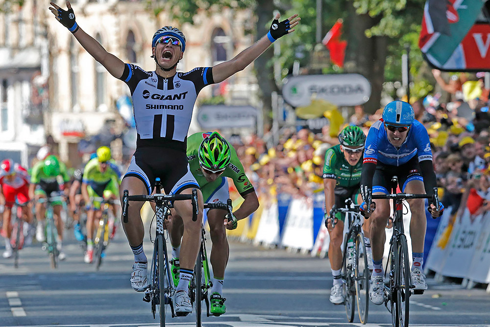 Немец Марсель Киттель, член команды Giant-Shimano, победитель первого этапа «Тур де Франс»