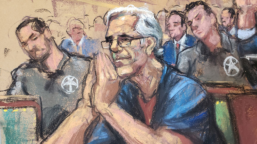 Джеффри Эпштейн на зарисовке из зала суда в Нью-Йорке, июль 2019 года