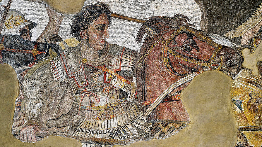 Александр Македонский на фрагменте древнеримской мозаики из Помпей, копия с древнегреческой картины