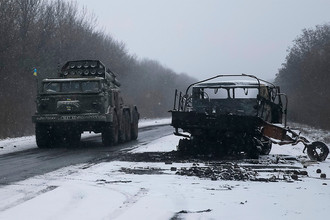 Военная техника ВСУ в районе Дебальцево