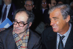 Жан-Люк Годар и актер Жан-Поль Бельмондо в Париже, 1989 год
