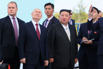 Президент РФ Владимир Путин и лидер КНДР Ким Чен Ын на космодроме Восточный, 13 сентября 2023 года