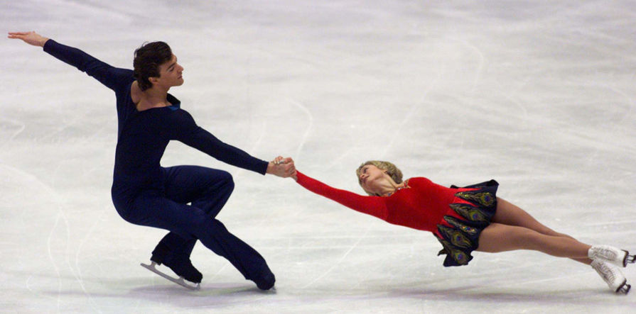 Елена Бережная и Антон Сихарулидзе на соревнованиях в Праге, 1999 год