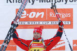 Норвежец Оле-Эйнар Бьорндален стал победителем в гонке на 10 км. Восьмой этап Кубка мира по биатлону. Город Ханты-Мансийск, 2008 год