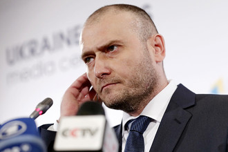 Лидер «Правого сектора» Дмитрий Ярош во время пресс-конференции