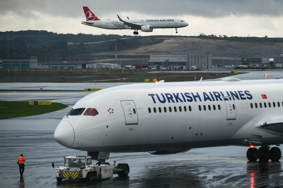 Самолеты авиакомпании Turkish Airlines в Международном аэропорту Стамбула