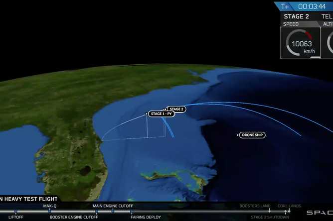 Во время запуска ракеты-носителя Falcon Heavy компании Илона Маска SpaceX с мыса Канаверал во Флориде, 6 февраля 2018 года