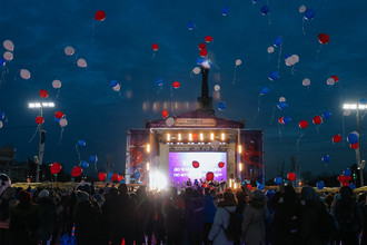 Во время мероприятия в Москве, посвященного достижению отметки в 100 дней до старта предстоящего чемпионата мира по футболу, 6 марта 2018 года
