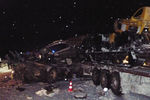 Место аварии на 926-м километре автодороги Тюмень – Ханты-Мансийск, где столкнулись автобус, ехавший из Ханты-Мансийска, два легковых автомобиля и грузовик