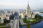 Панорама Кутузовского проспекта. Справа — гостиница «Украина», 1981 год