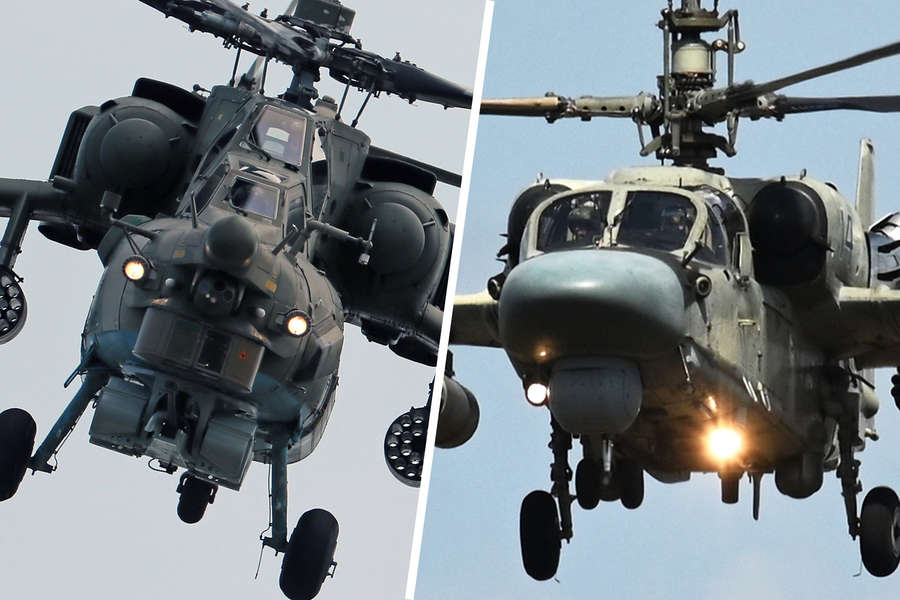 Российские вертолеты Ми-28 «Ночной охотник» и Ка-52 «Аллигатор» (коллаж)