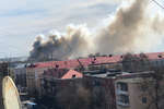 Дым от пожара в здании Центрального научно-исследовательского института войск Воздушно-космической обороны в Твери, 21 апреля 2022 года