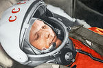 Юрий Гагарин в кабине космического корабля «Восток» во время первого в мире орбитального космического полета 12 апреля 1961 года