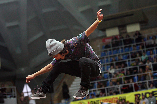 Участник чемпионата World Cup Skateboarding в Москве