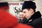 Оппозиционер Алексей Навальный (включен в список террористов и экстремистов) во время задержания на станции метро «Краснопресненская»