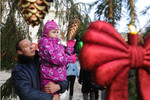Украшение новогодней елки на Соборной площади Кремля