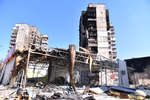 Destroyed buildings on the outskirts of Mariupol, March 2022