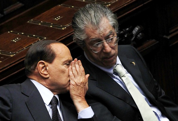 Итальянский премьер Сильвио Берлускони и Умберто Босси, лидер Лиги Севера