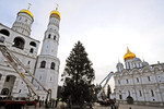 Украшение новогодней елки на Соборной площади Кремля
