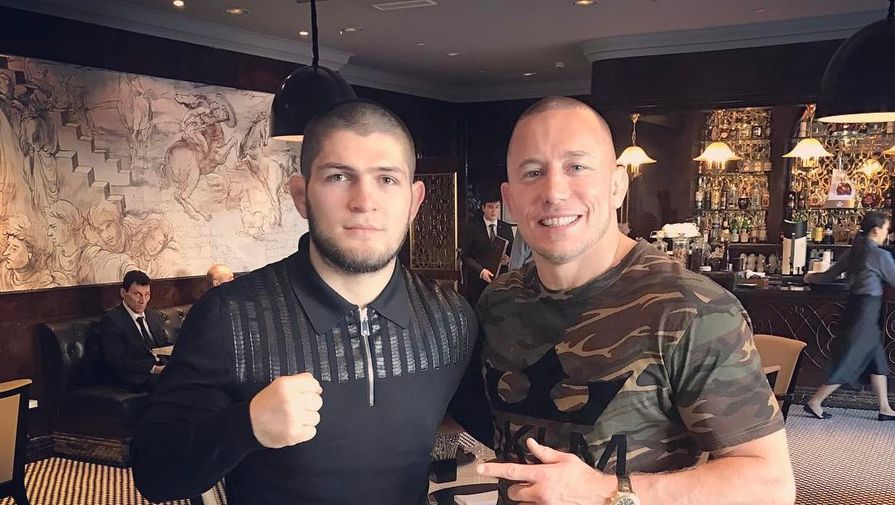Бойцы UFC Хабиб Нурмагомедов и Жорж Сен-Пьер