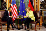 2009 год. Президент США Барак Обама и канцлер Германии Ангела Меркель в музее «Зеленый свод» в Дрездене