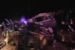 Место аварии на 926-м километре автодороги Тюмень – Ханты-Мансийск, где столкнулись автобус, ехавший из Ханты-Мансийска, два легковых автомобиля и грузовик